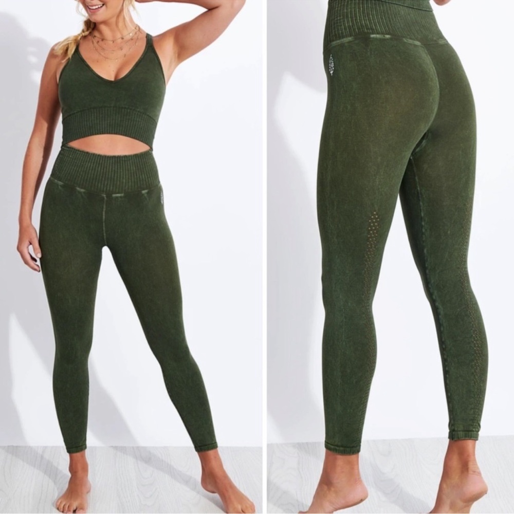 Free People High Rise 7/8 Good Karma Leggings Green Size XS NWOT